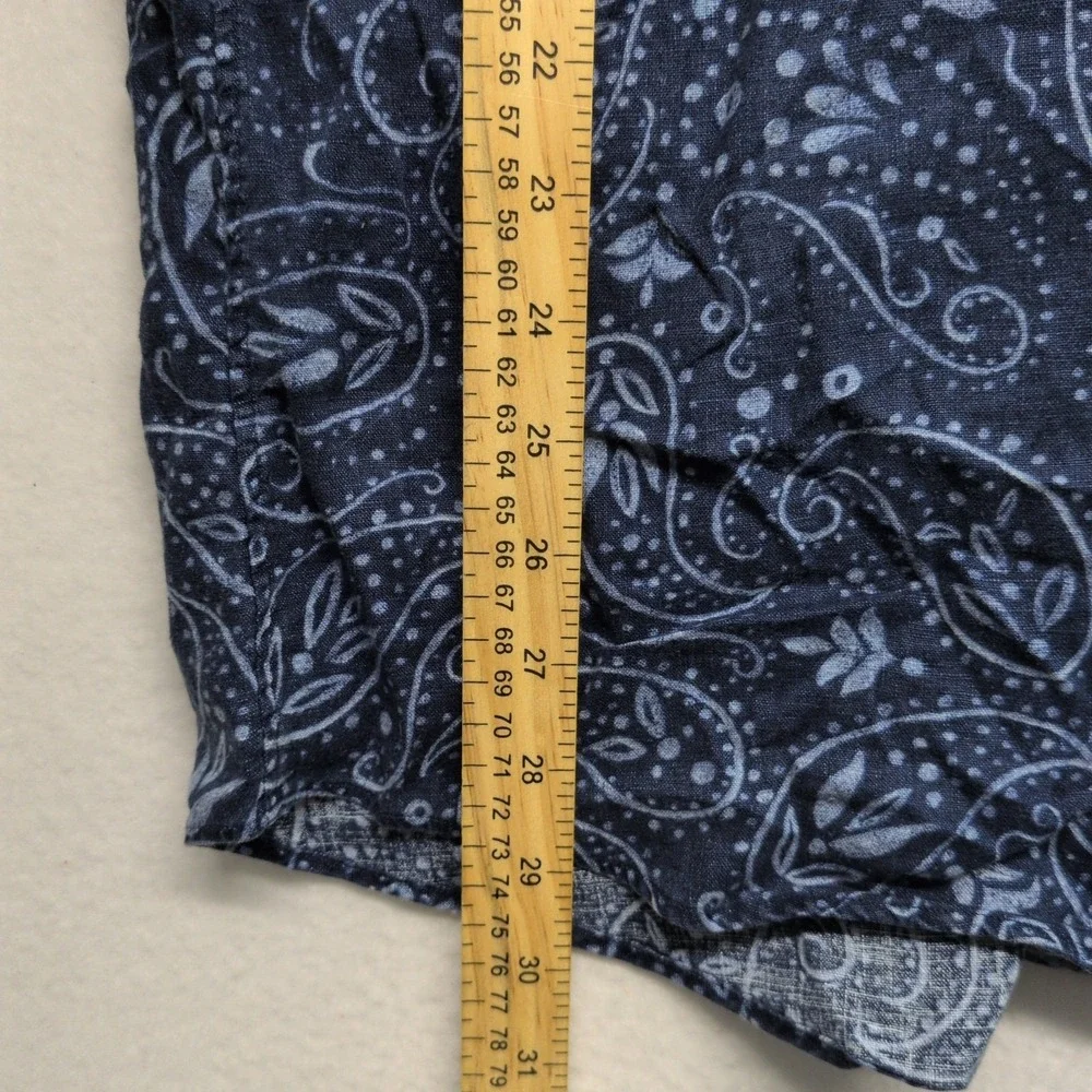 Polo Ralph Lauren Shirt Linen Paisley Cambridge Blue Half Button Pullover Sz 2XL